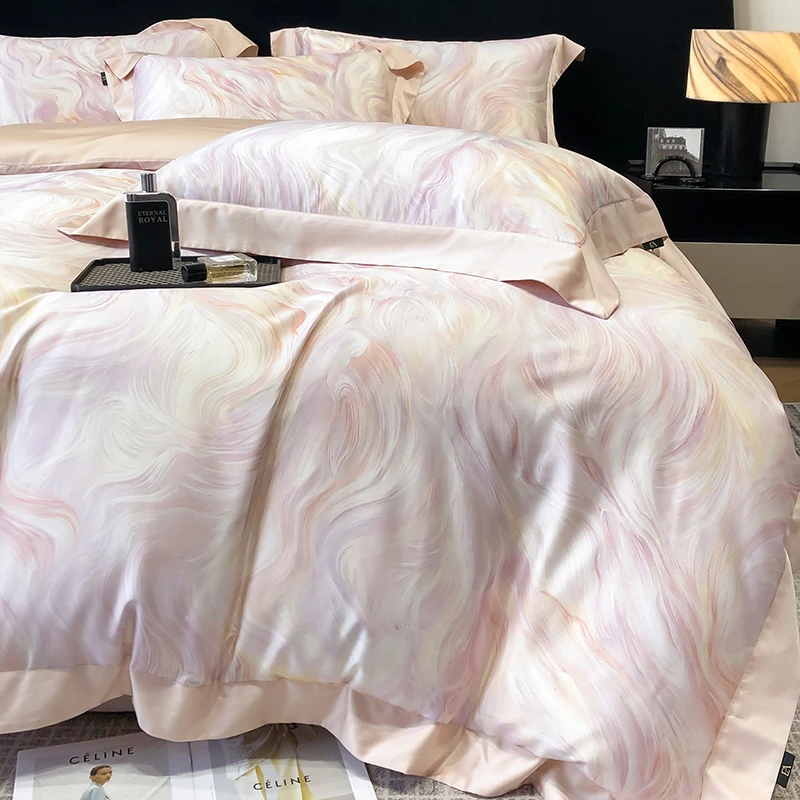 【清扬】兰精天丝棉数码印花宽边双面丝滑四件套四季款