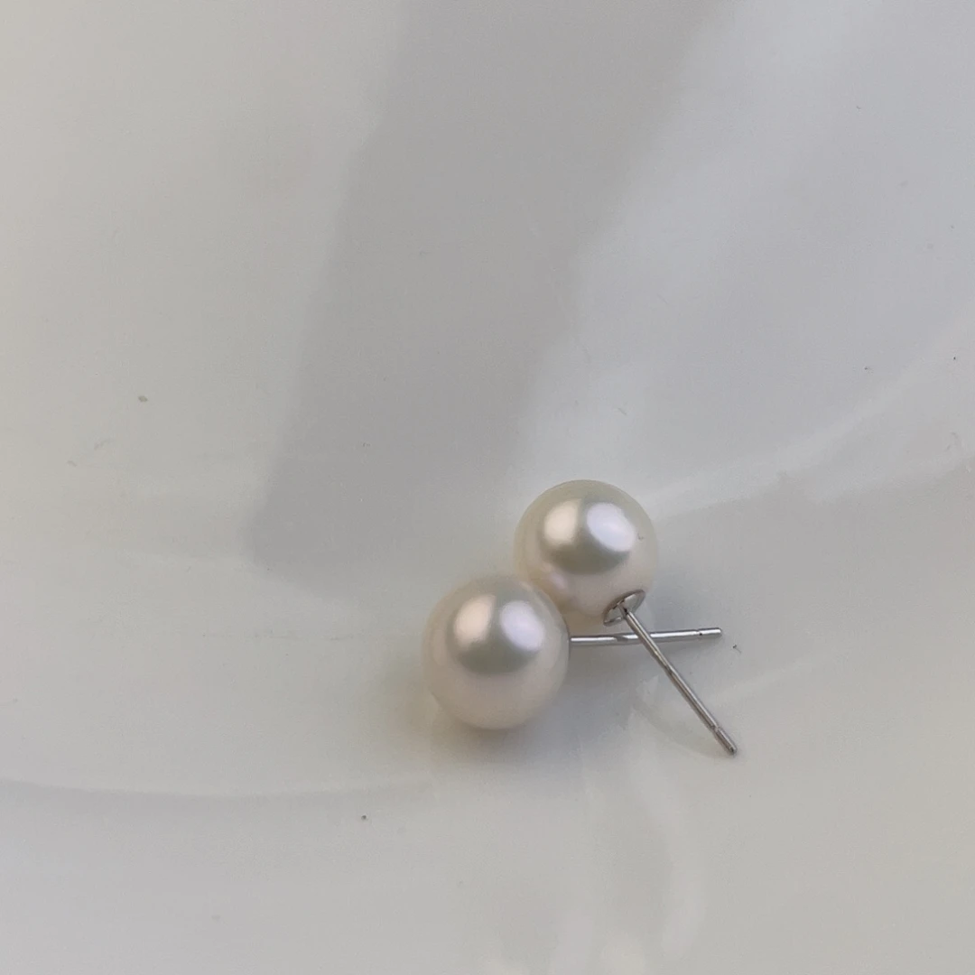 耳饰银S925镶嵌淡水珍珠