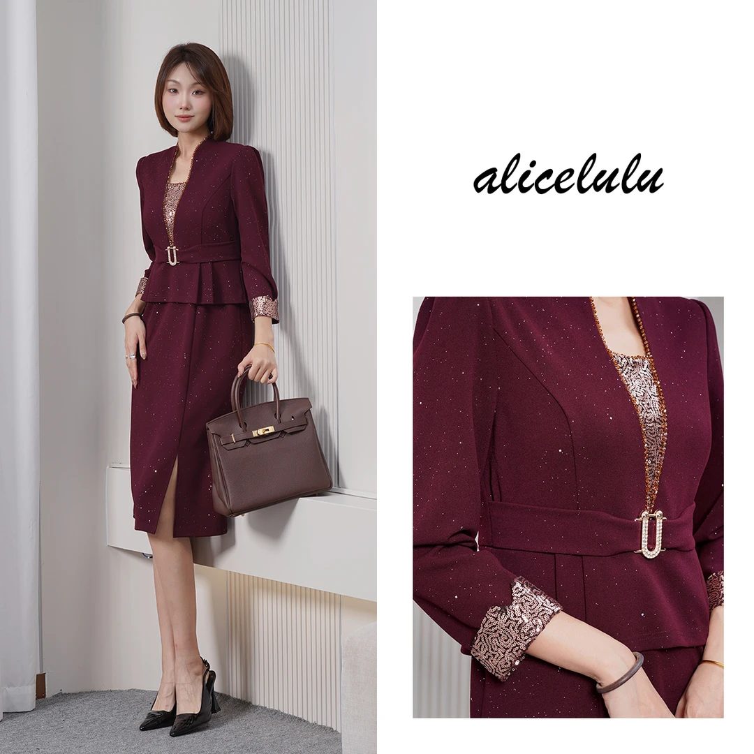 alicelulu【禧宴双华.华丽连衣裙】亮片刺绣星撒满裙S2145180W