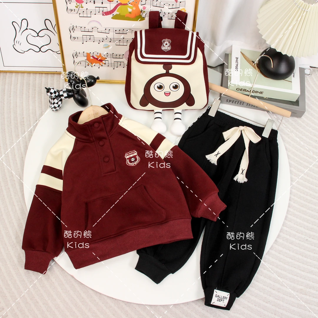 男童女童红色运动风套装2025儿童时尚童装卫衣卫裤俩件套D3S5-957