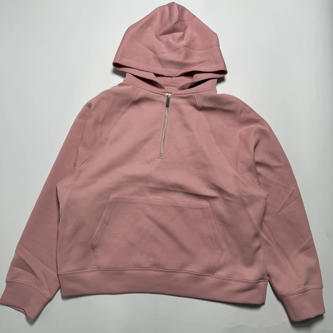 半拉链卫衣女 美式复古空气层上衣 春季bf风连帽宽松外套