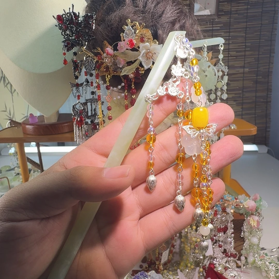 蛇纹石玉合金发饰