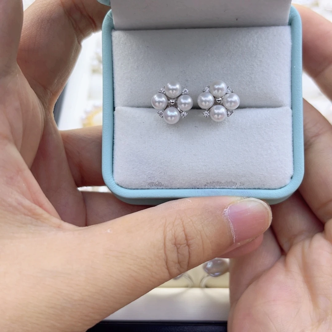 银S925镶嵌淡水珍珠耳饰