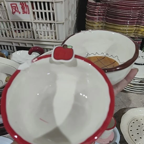 王***萄便携款陶瓷瑕疵陶瓷介意不拍两个碗  红边和咖边