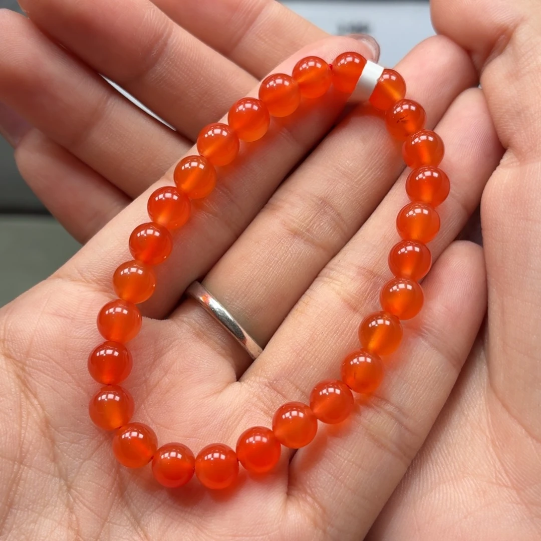 南红玛瑙未镶嵌手串原矿保山小庄冰红南红手串卡6+