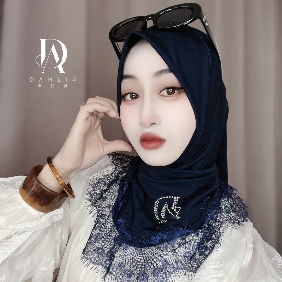 韩菲尔新款雾羽梦澜蕾丝设计款套头巾