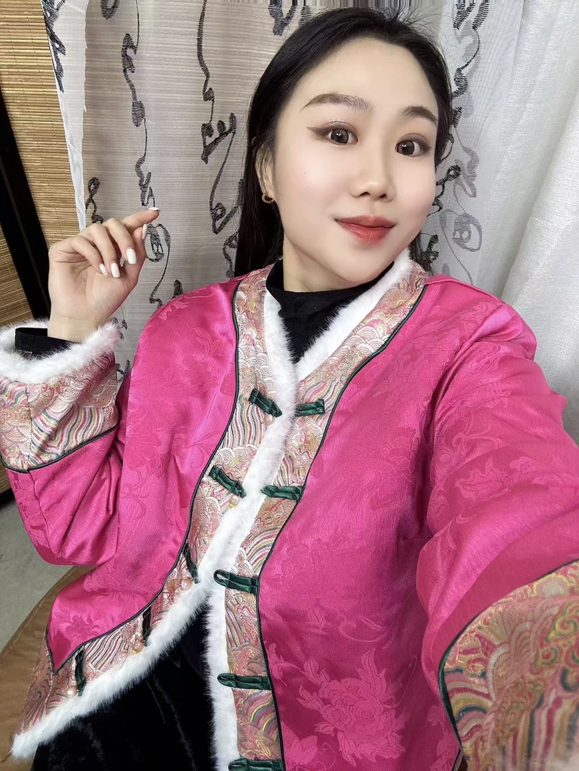 【澜公子6815】粉绣*冬季新款夹棉夹厚气质百搭新中式国风外套
