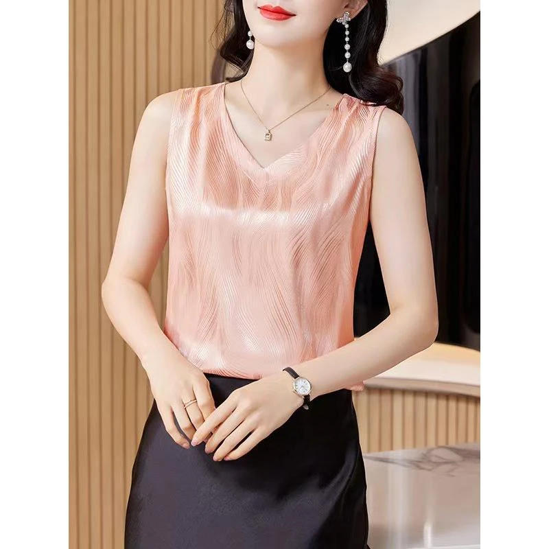 醋酸真丝吊带背心女内搭夏季外穿无袖设计感小众打底衫配西装上衣