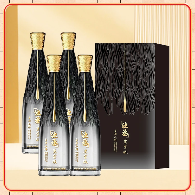 池丞黑金纯粮酱香白酒 大曲坤沙 整箱带手提袋53%Vol500ml*4瓶