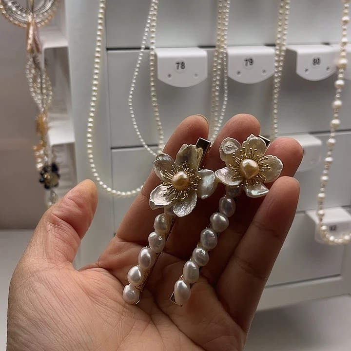 淡水珍珠发夹未镶嵌