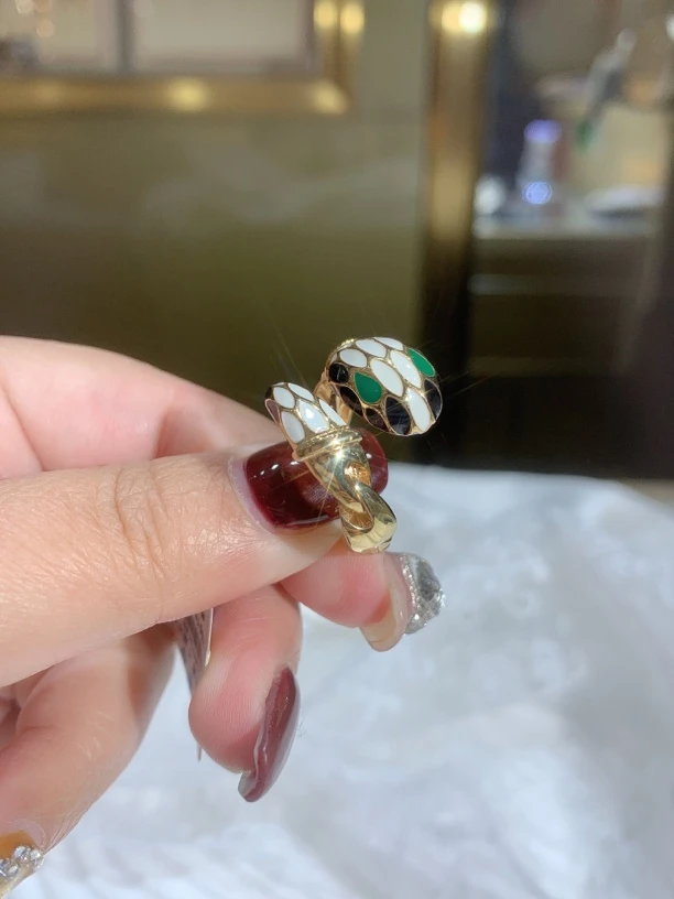 18K金 灵蛇戒指开口戒