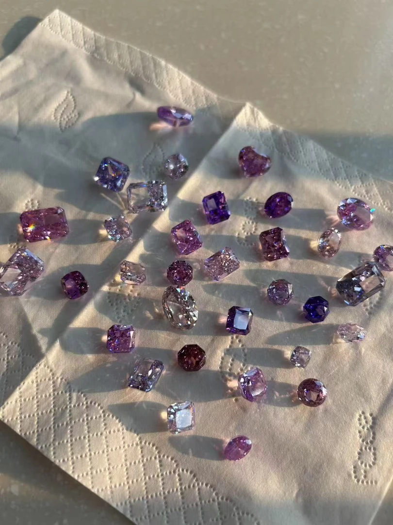 爱火花紫色冰花切混款锆石 精品美甲钻DIY