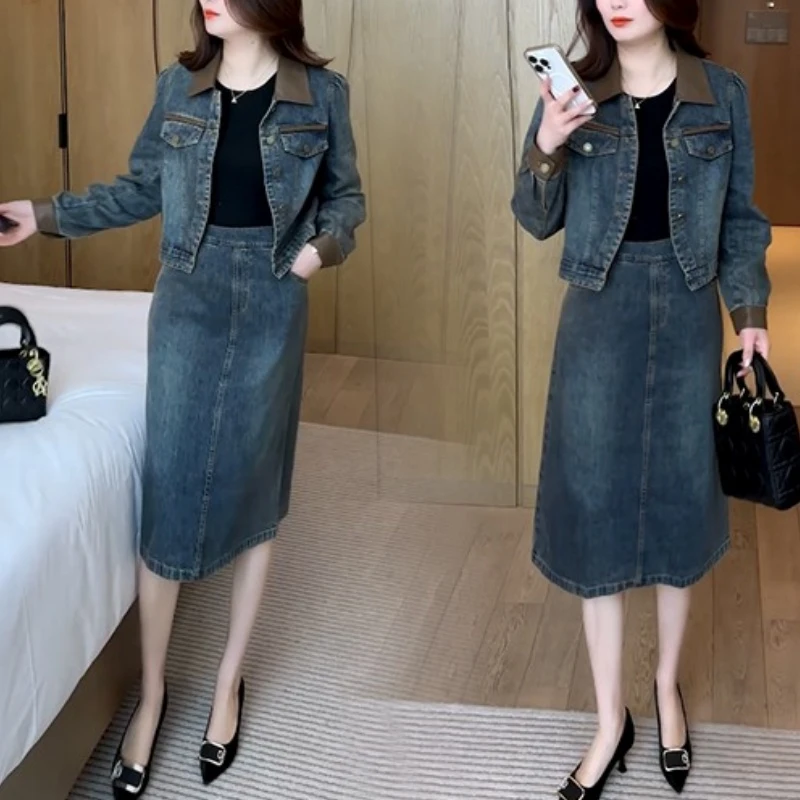 春秋新款时尚洋气穿搭气质休闲显瘦洋气减龄牛仔套装03