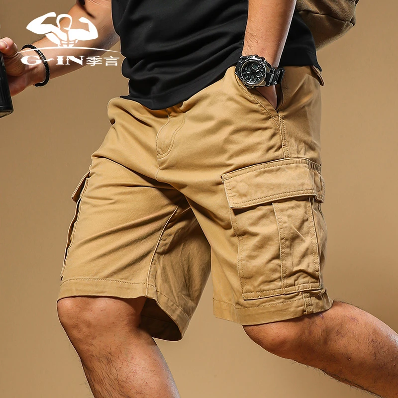 季言美式重磅复古工装短裤男高级感痞帅夏季纯棉多袋五分裤休闲潮