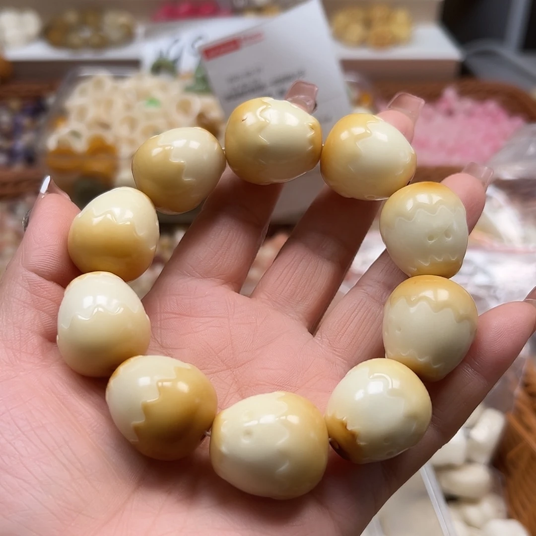 手串菩提根/象牙果微瑕炭烧Kt蛋10颗有裂