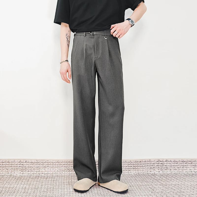 直筒休闲裤男宽松显瘦长裤2025夏季新款垂感薄款免烫设计感男裤