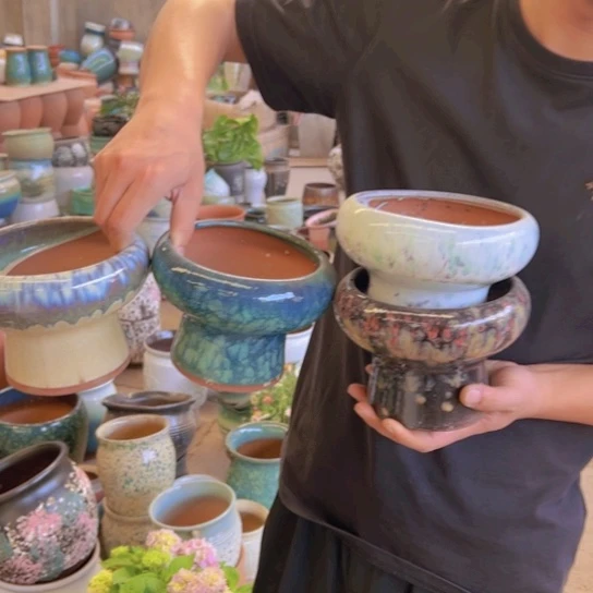 紫砂花盆高13口14————