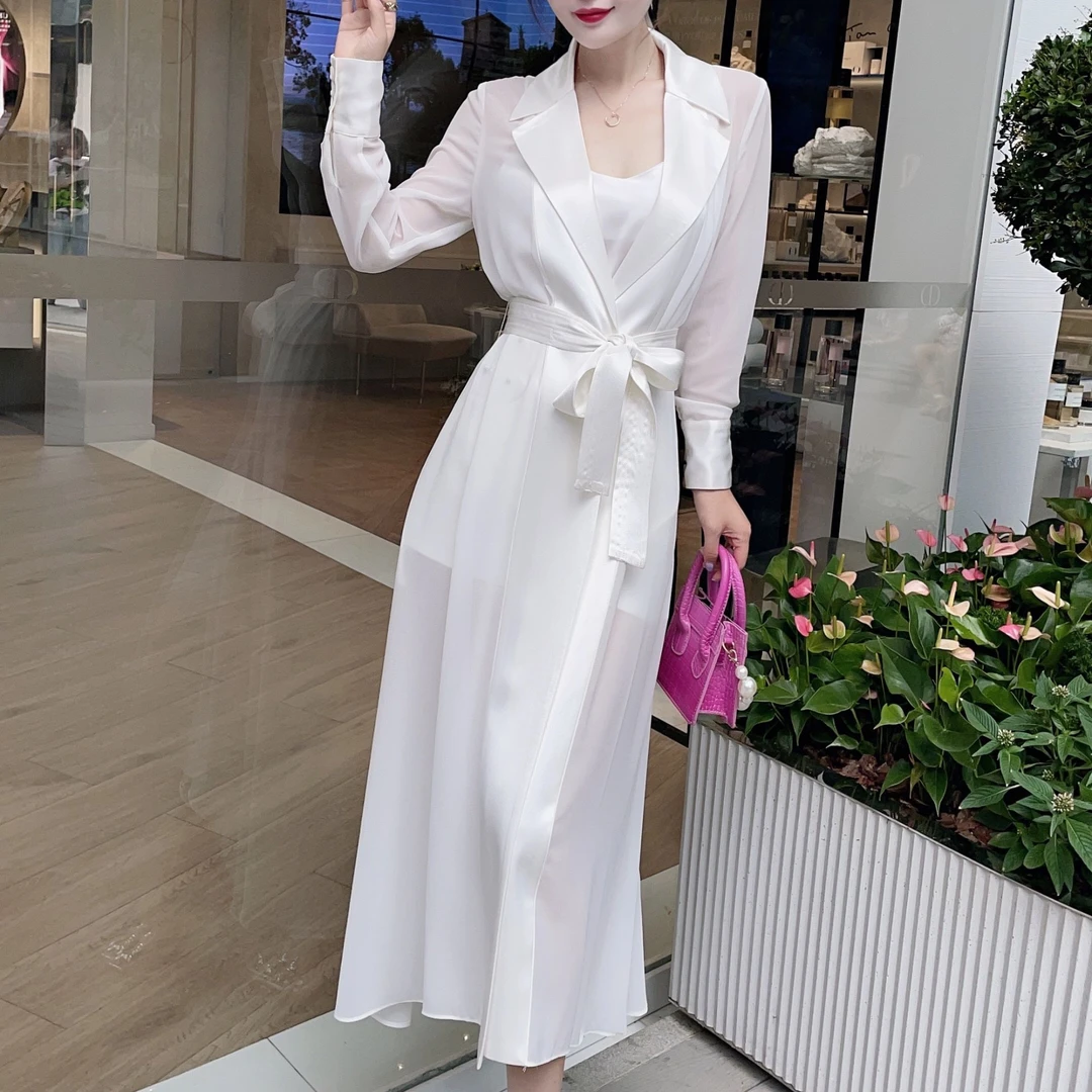 【K姐高定女装】【纯色风衣】新品 轻奢气质时尚显瘦长风衣JP21130