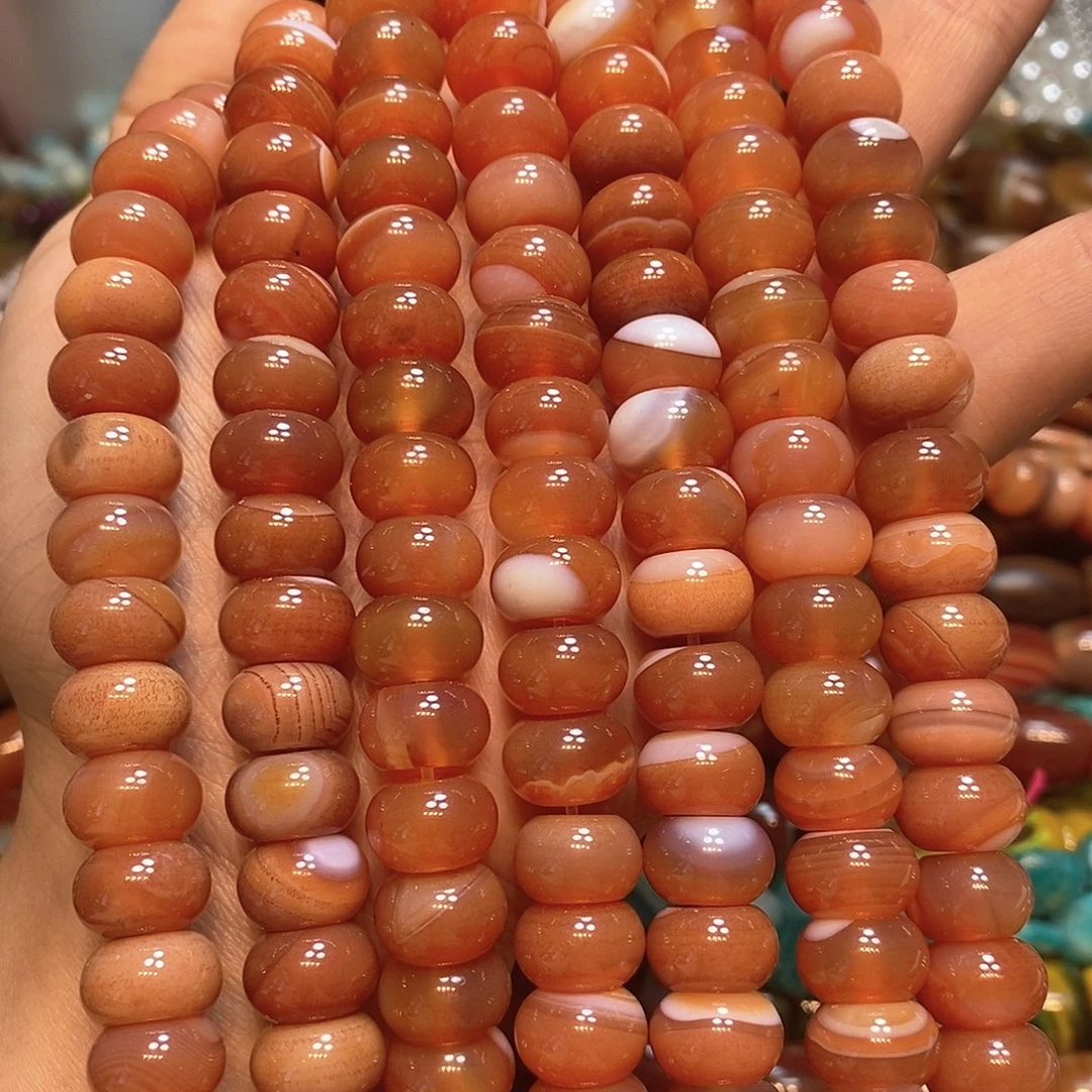 玛瑙/玉髓未镶嵌珠宝半成品天然盐源算盘12mm一条