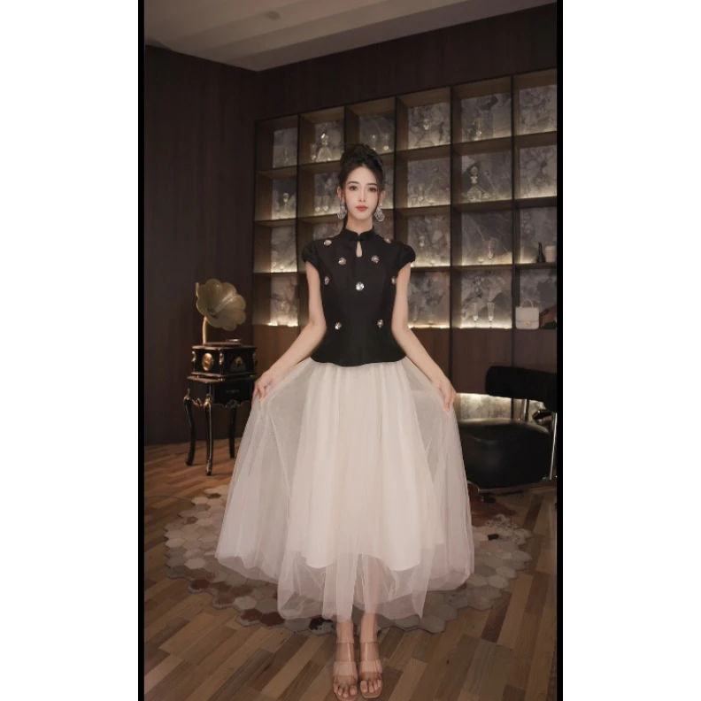 七爷定制 国内设计师品牌 显瘦气质重工连衣裙 9023