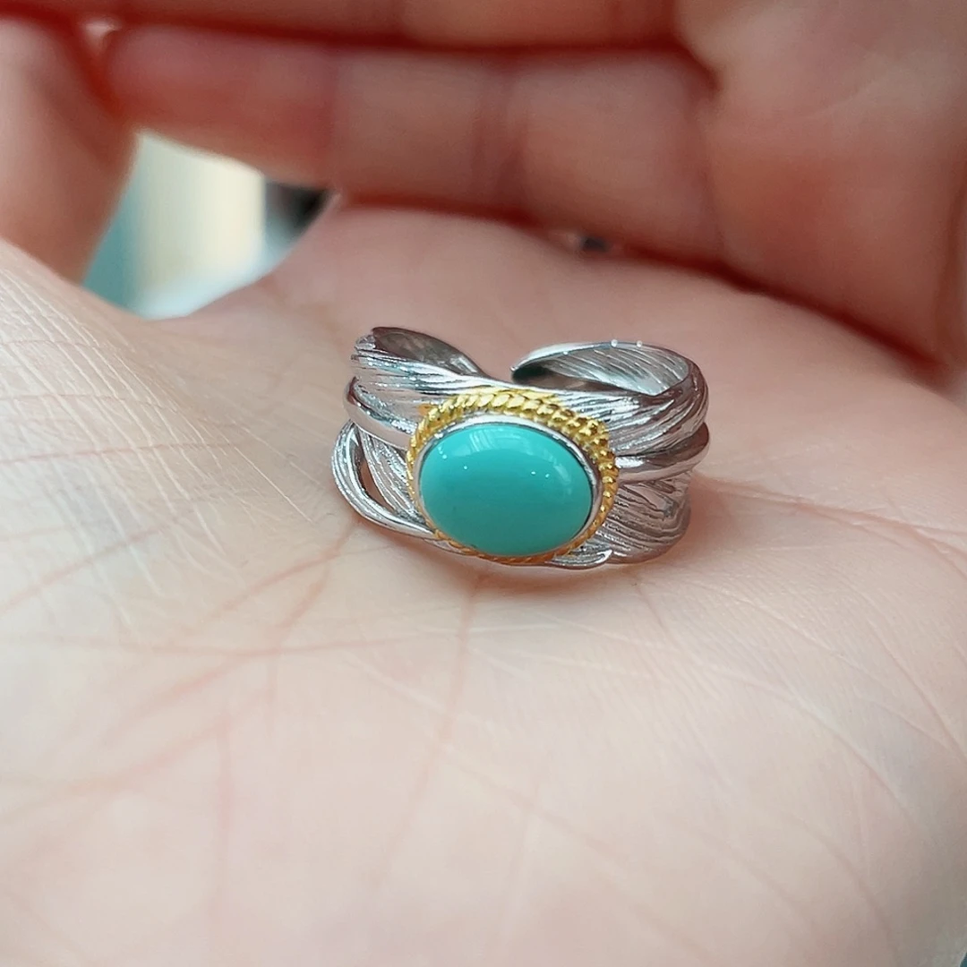 绿松石戒指银S925镶嵌