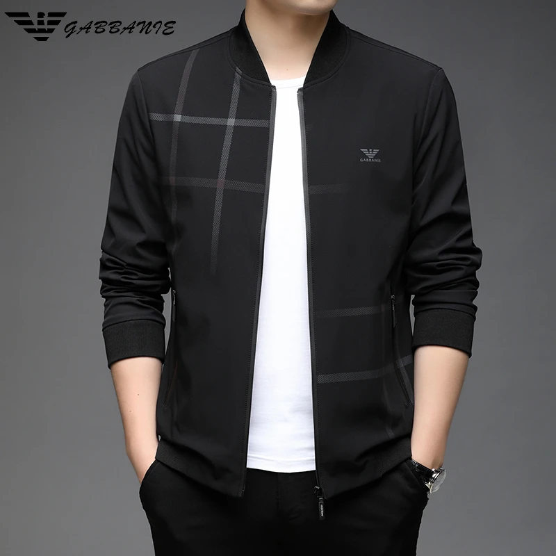 意大利专柜免烫春秋季收口袖立领夹克衫男士中青年薄款百搭棒球领