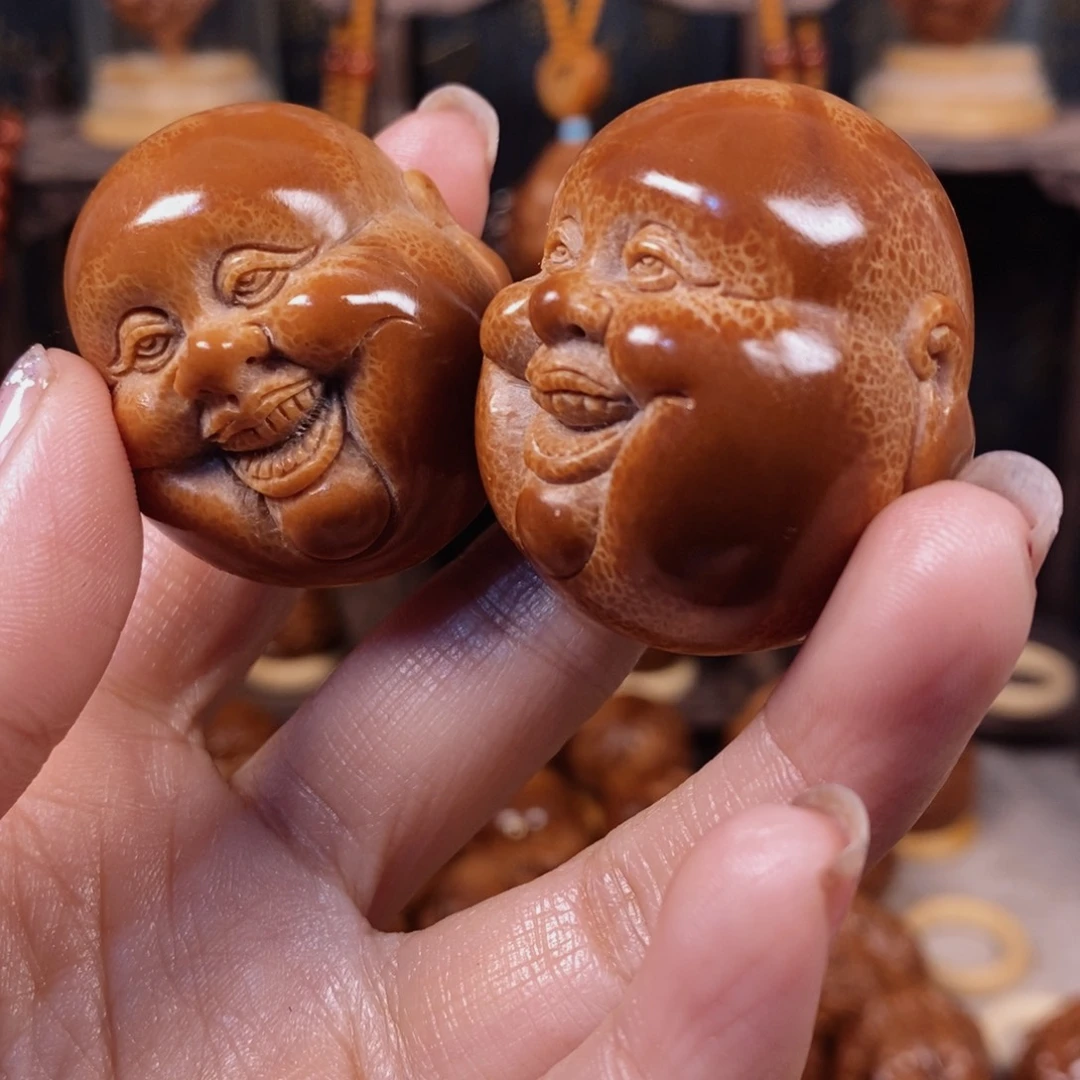 橄榄核吊坠笑佛一对000