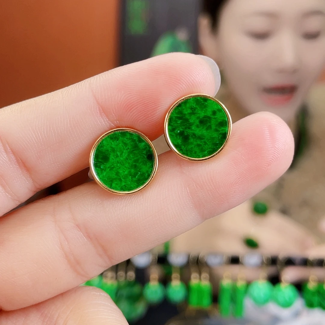 翡翠银S925镶嵌耳饰