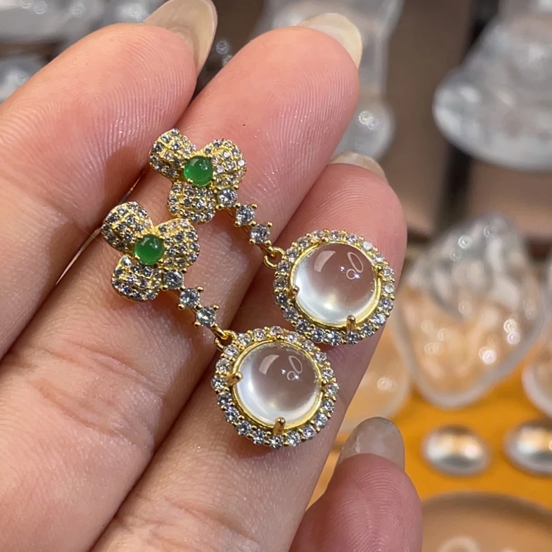 石英质玉未镶嵌耳坠