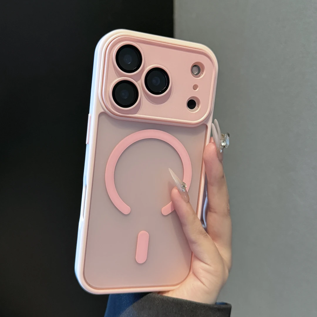 高颜值适用苹果17promax手机壳iphone16pro磨砂磁吸15pm带镜头膜