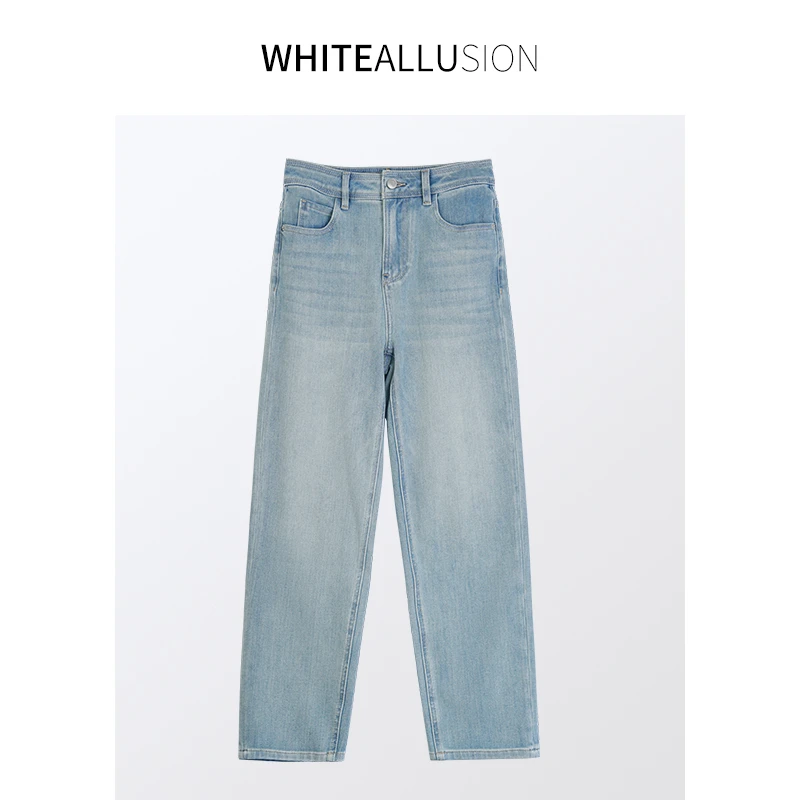 【四面弹牛仔】直筒九分裤高腰弹力休闲时尚显瘦牛仔法棍裤1693