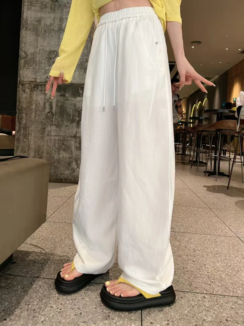 NFM女驸马新款夏季纯色麻裤弯刀裤休闲裤3358