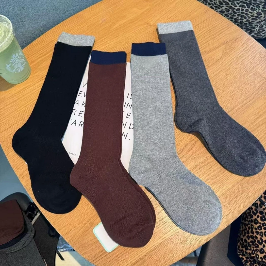 25年秋冬新款独立包装拼接款小腿袜W2020