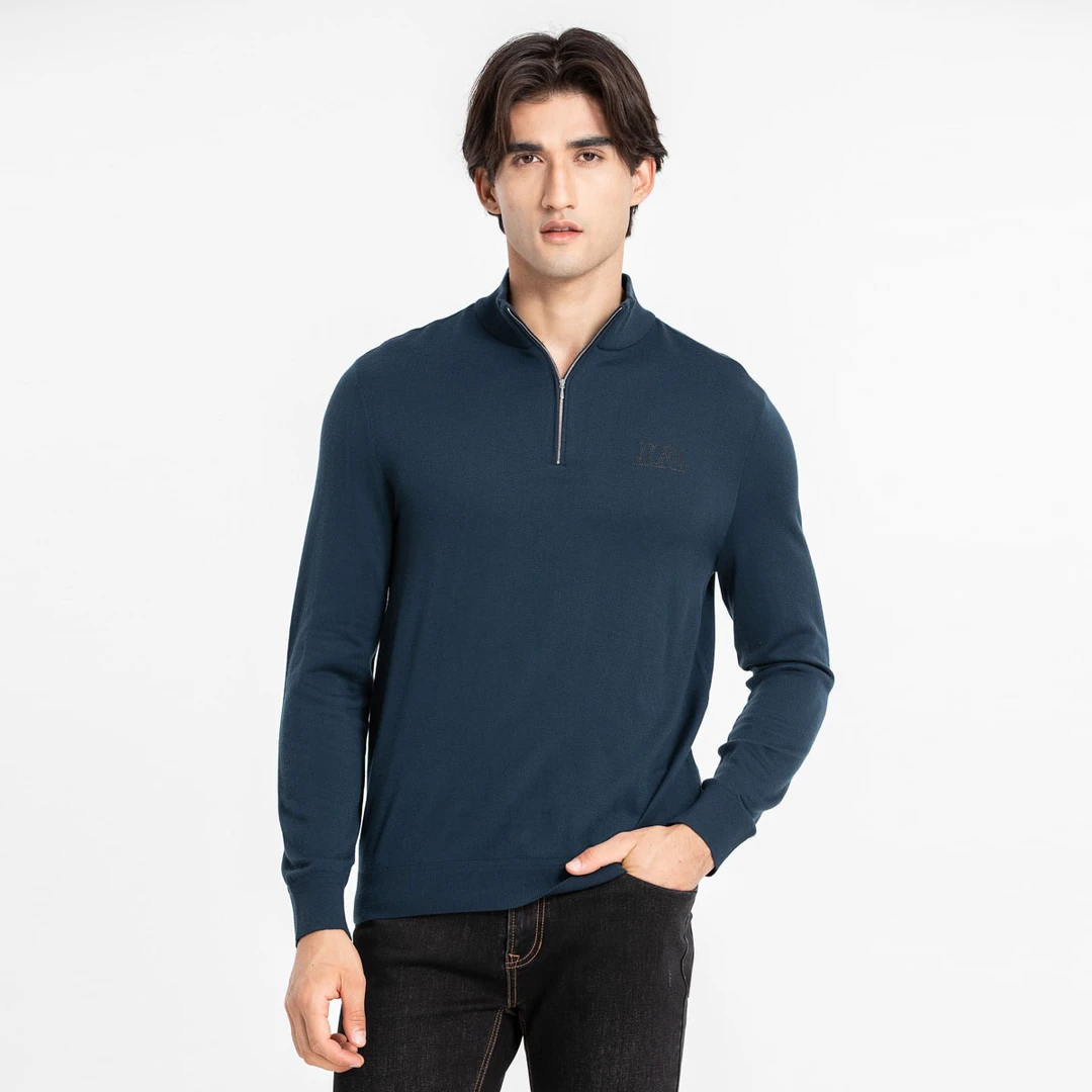 路卡迪龙【黄金羊毛】秋冬男士长袖针织舒适打底羊毛衫-185225103