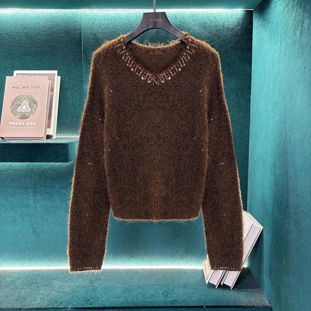 【CENFUN】167*网红轻奢时尚百搭打底黑色镂空圆领上衣A230110