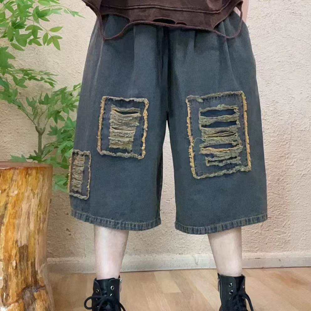 啵啵CM9911假破洞怀旧百搭牛仔裤