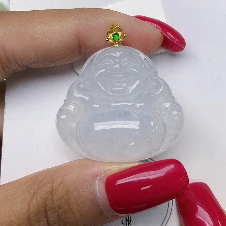 颈饰18K金镶嵌翡翠天然翡翠