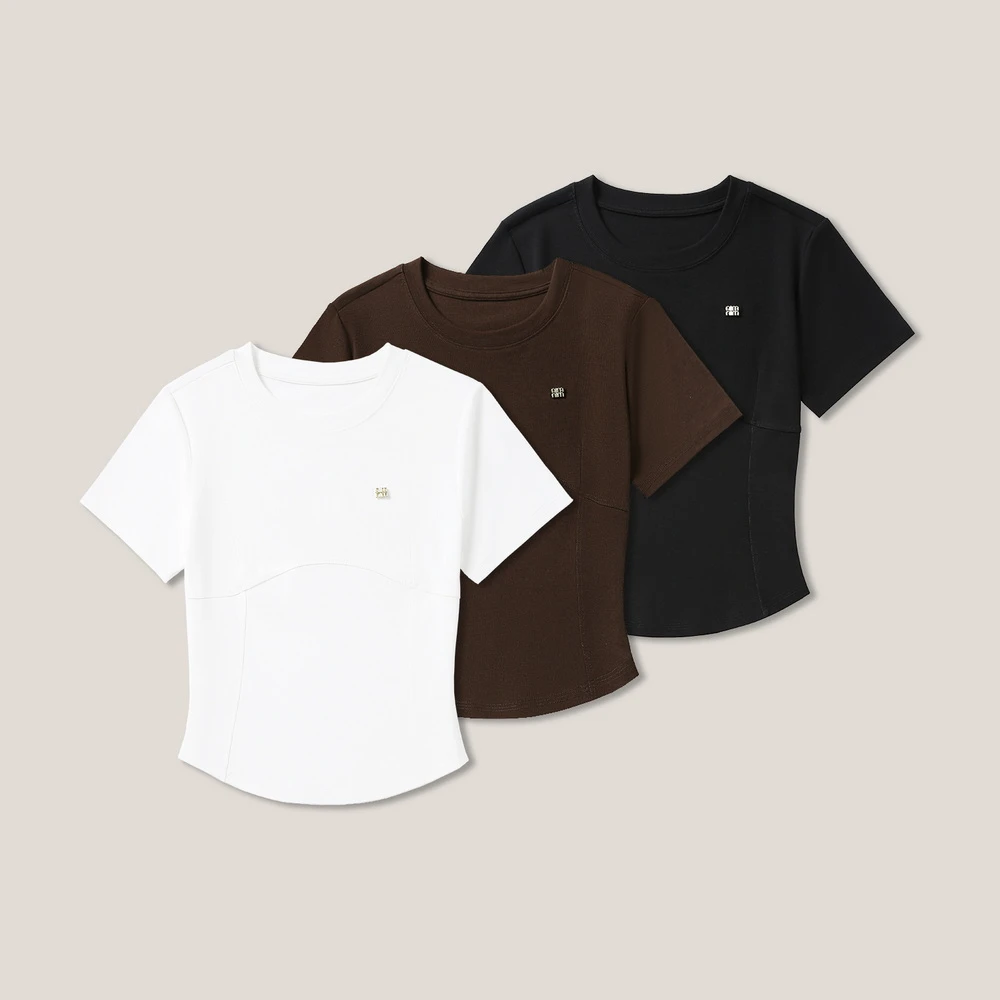 金属字母标休闲百搭短袖T恤 SS26072