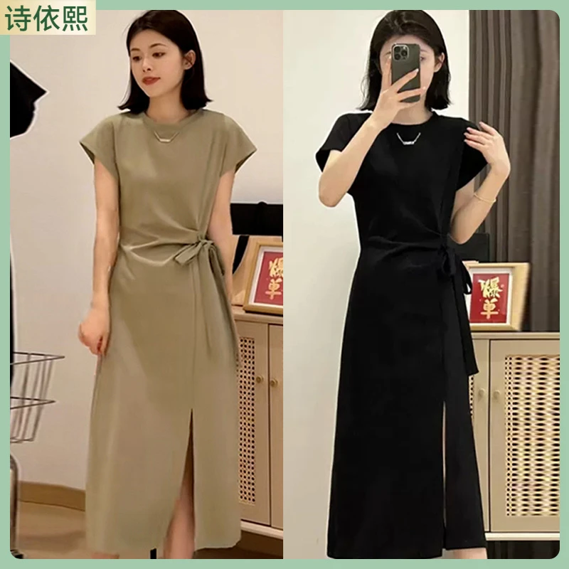 I时尚款式安安赫本风黑色连衣裙子女轻奢2025高级感小个子长裙1