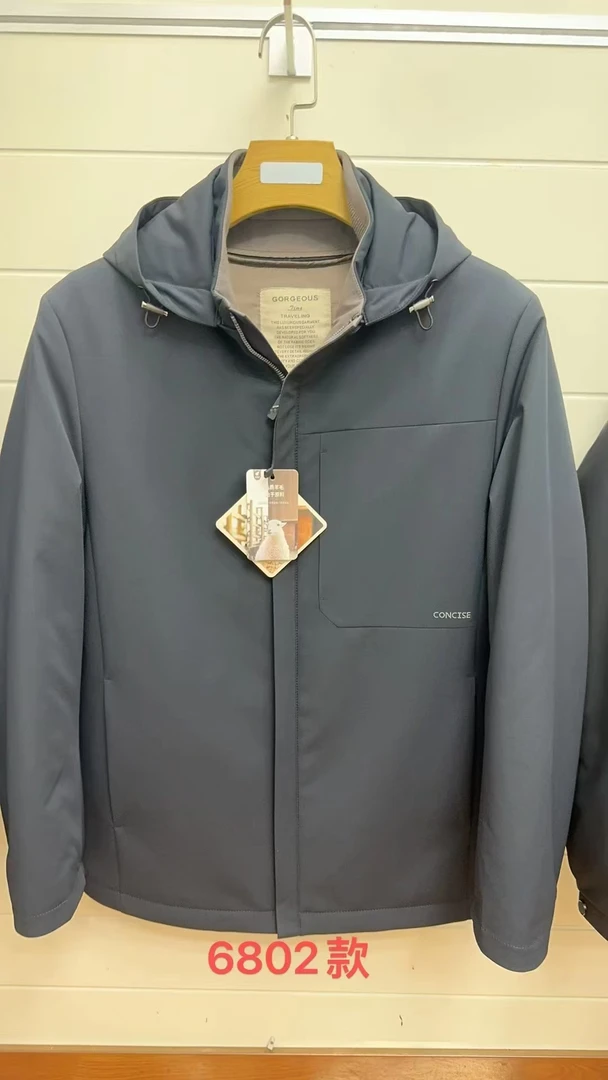 秋冬男士活里活面羊毛可脱卸帽款商务休闲夹克6802