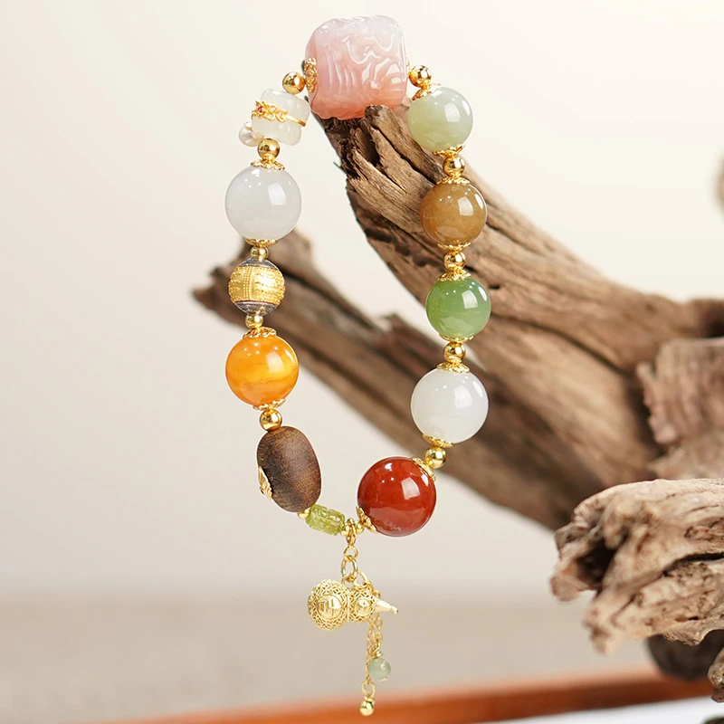 沉香【巴黎野玫瑰】沉香和田玉玛瑙蜜蜡南红轻奢百搭国风原创手串