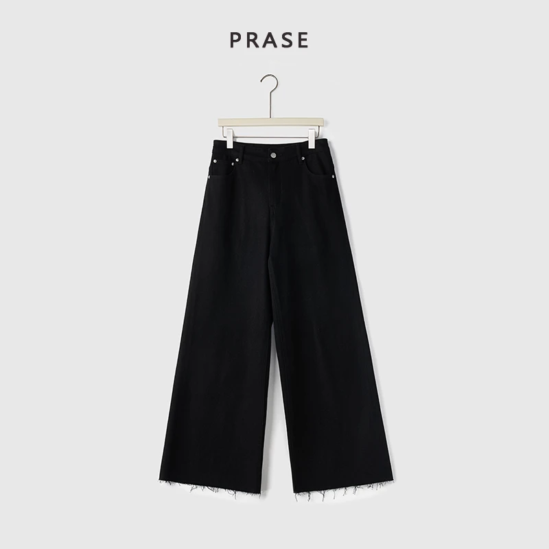 PRASE·噜【九分模式】微胖轻奢设计款夏时尚水洗毛边牛仔裤PR502C30