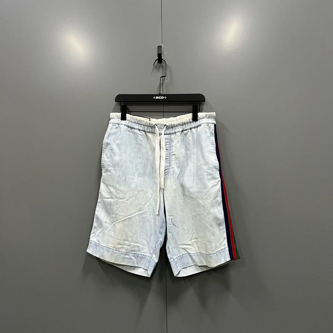 95新 GUCCI/古驰 q330 侧边条纹抽绳短裤 33码/fg208187