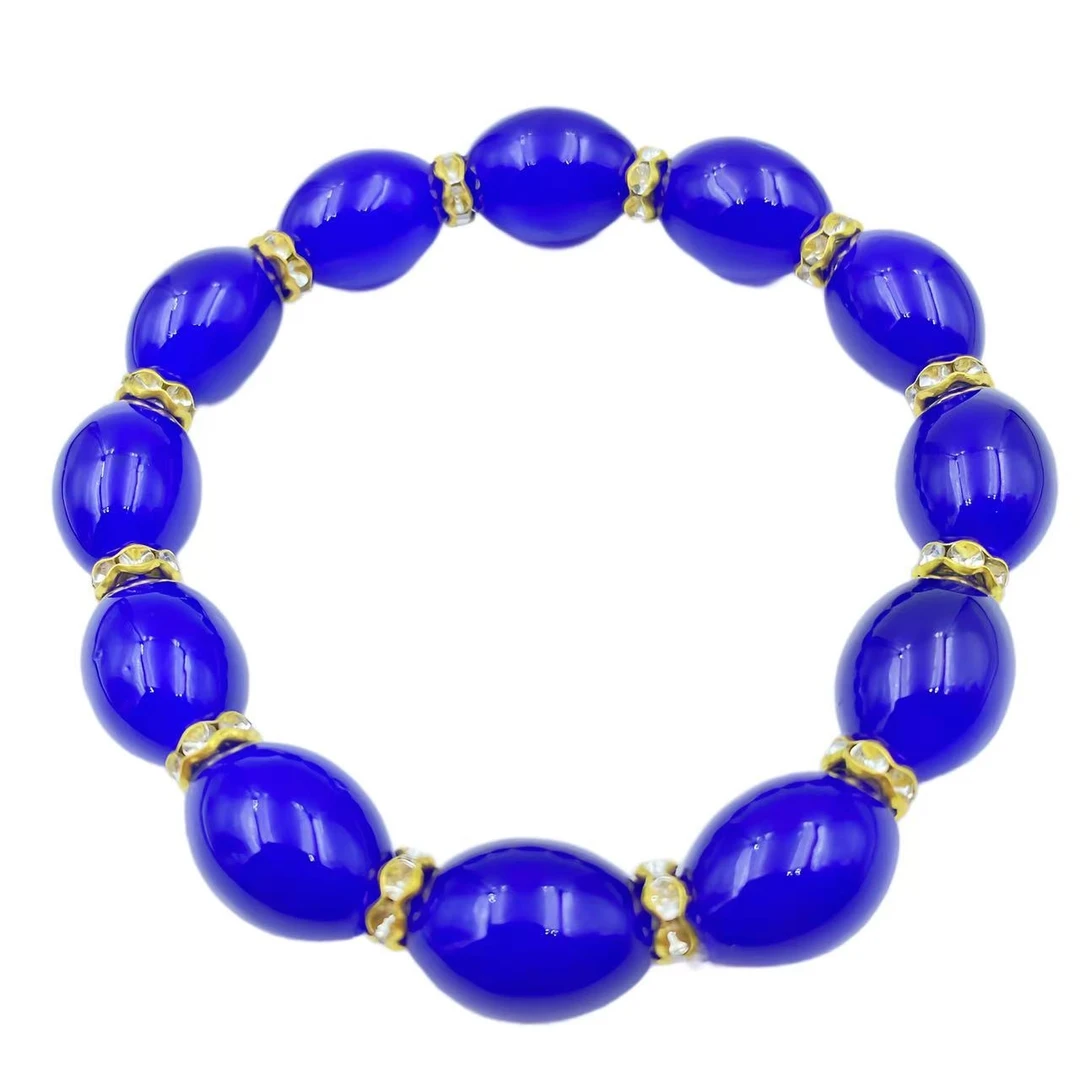 高档珠宝皇家蓝桶珠设计款玛瑙手串S1180-I06-05