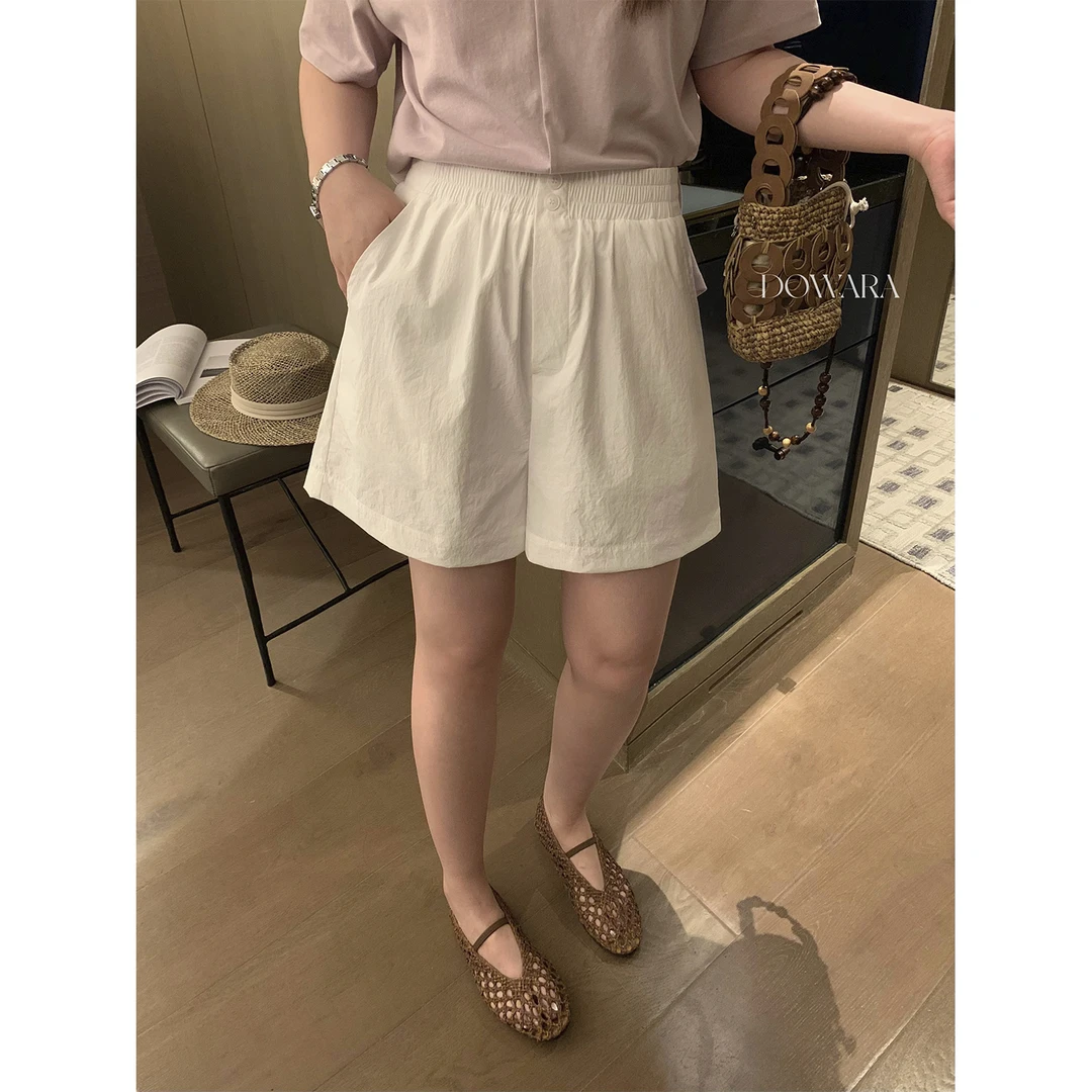 现货大婉酱微胖定制【山本短裤】A字两粒扣短裤夏松紧腰休闲裤9758D