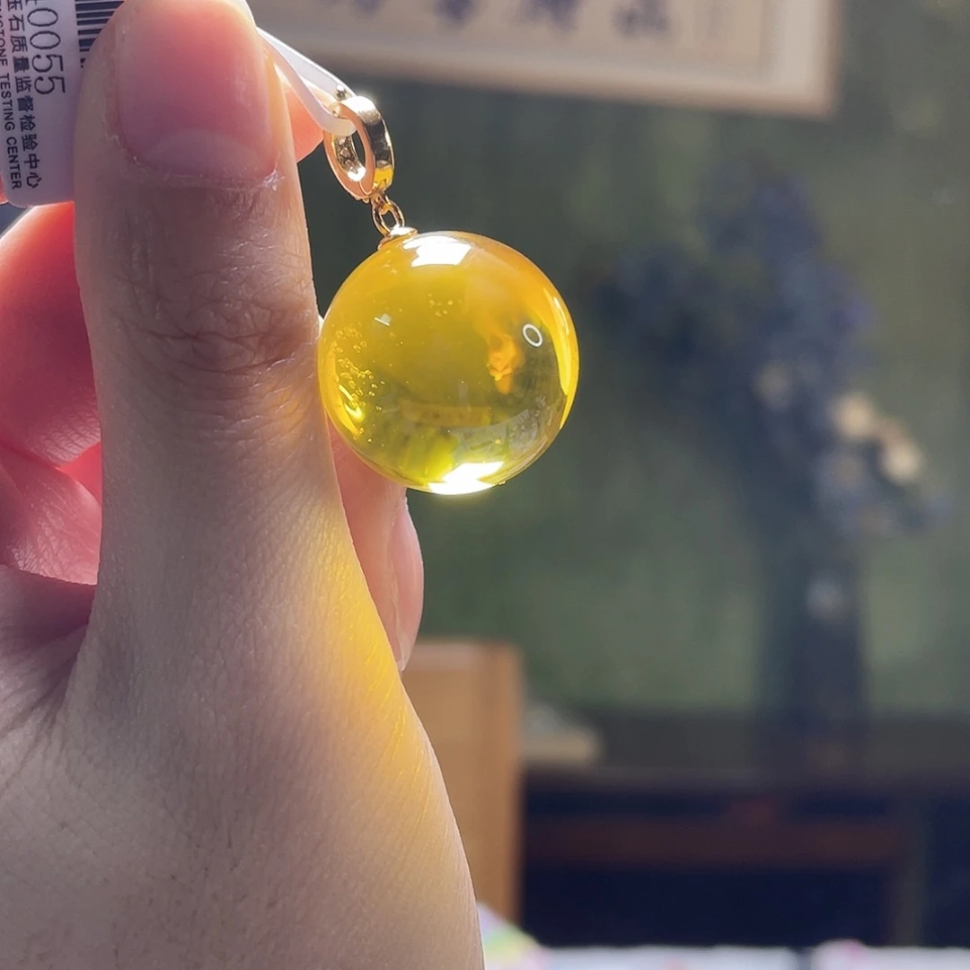 琥珀银S925镶嵌裸石吊坠