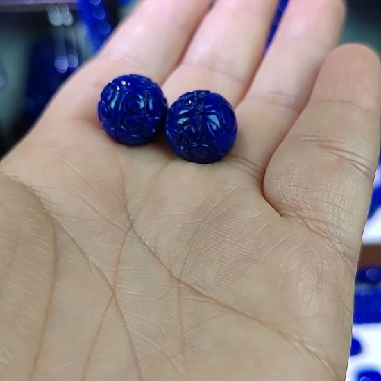 用***1青金石未镶嵌回纹珠