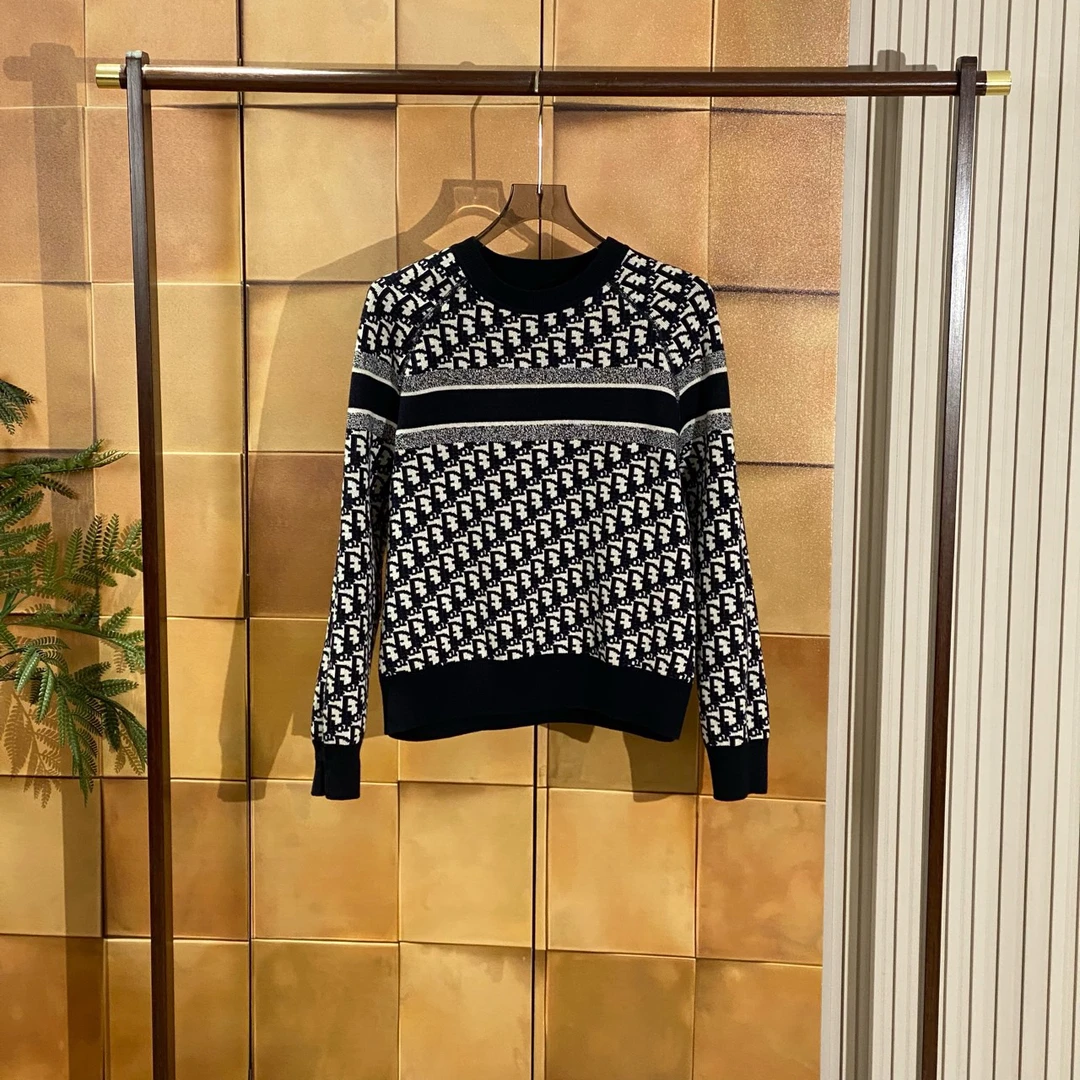 Dior爆款老花满印字母logo双面穿羊绒毛衣/36码/全新原吊/27156