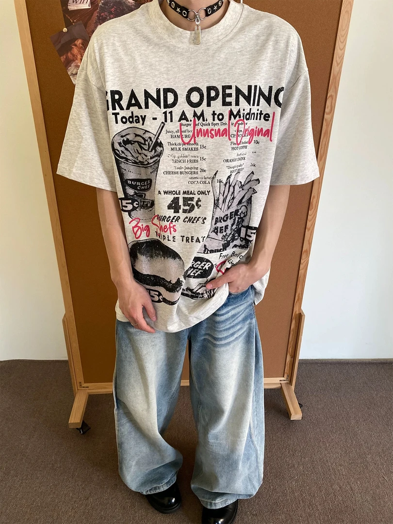 美式潮牌涂鸦半袖短袖T恤男宽松街头情侣夏季重磅纯棉中性风上衣