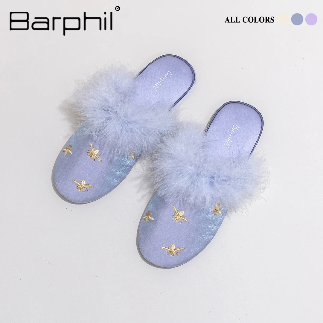Barphil拖鞋女2025新款秋季室内家居毛毛软底亲肤不撞款静音包头